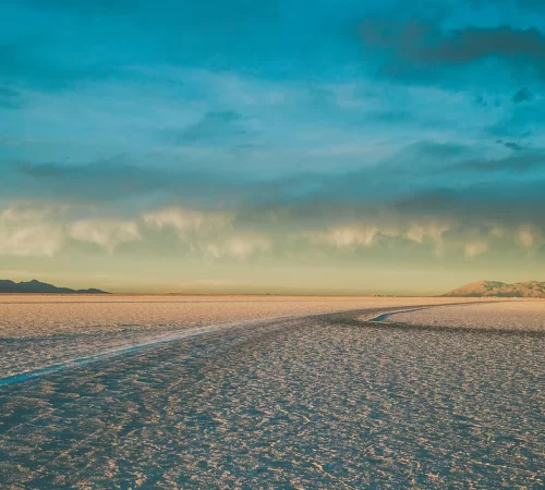 sunset on the salt flats